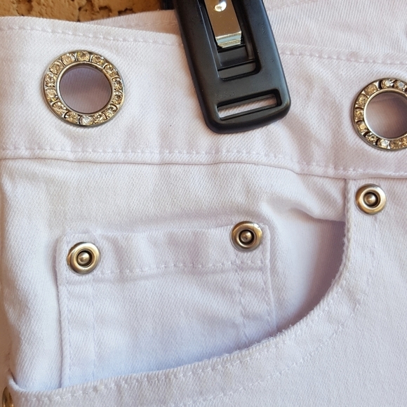 Cache' Vintage White Rhinestone Grommet Jeans - Picture 6 of 7